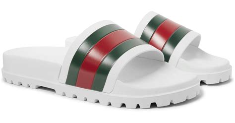 gucci stripe slide white|Gucci slides white women's.